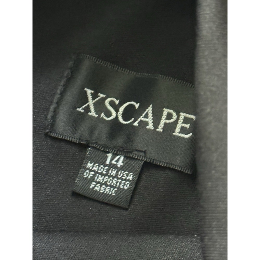 XSCAPE Mock Neck Gown Dress Size 14 Black Mermaid Cascade Ruffle Sleeveless NWT - Picture 6 of 11